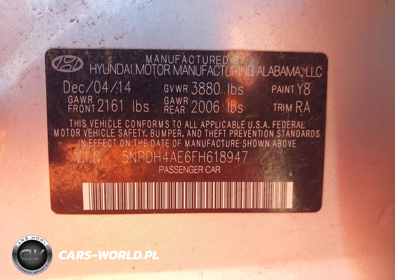2015 Hyundai Elantra Se VIN:5NPDH4AE6FH618947 - 9