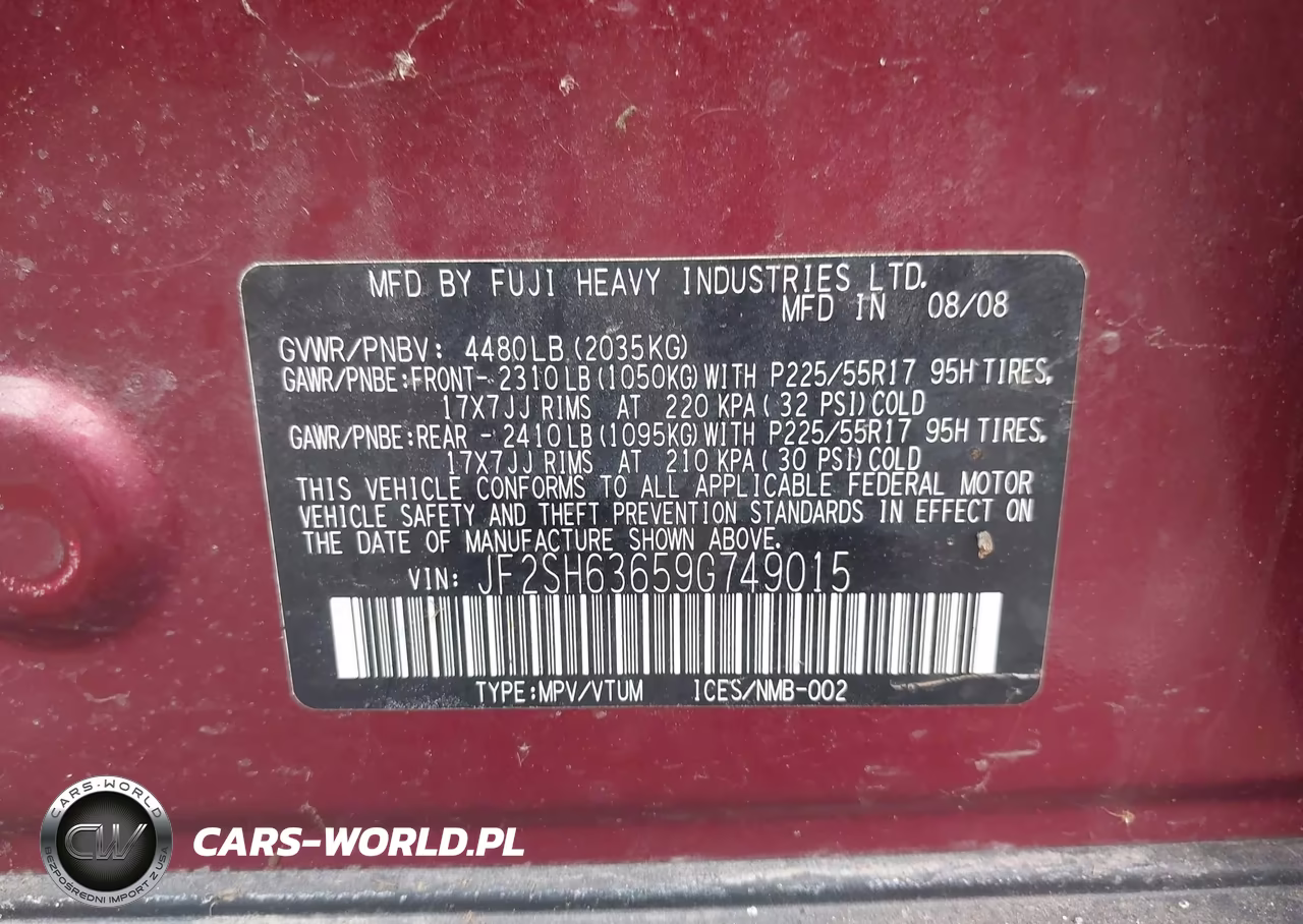 2009 Subaru Forester 2.5X VIN:JF2SH63659G749015 - 9