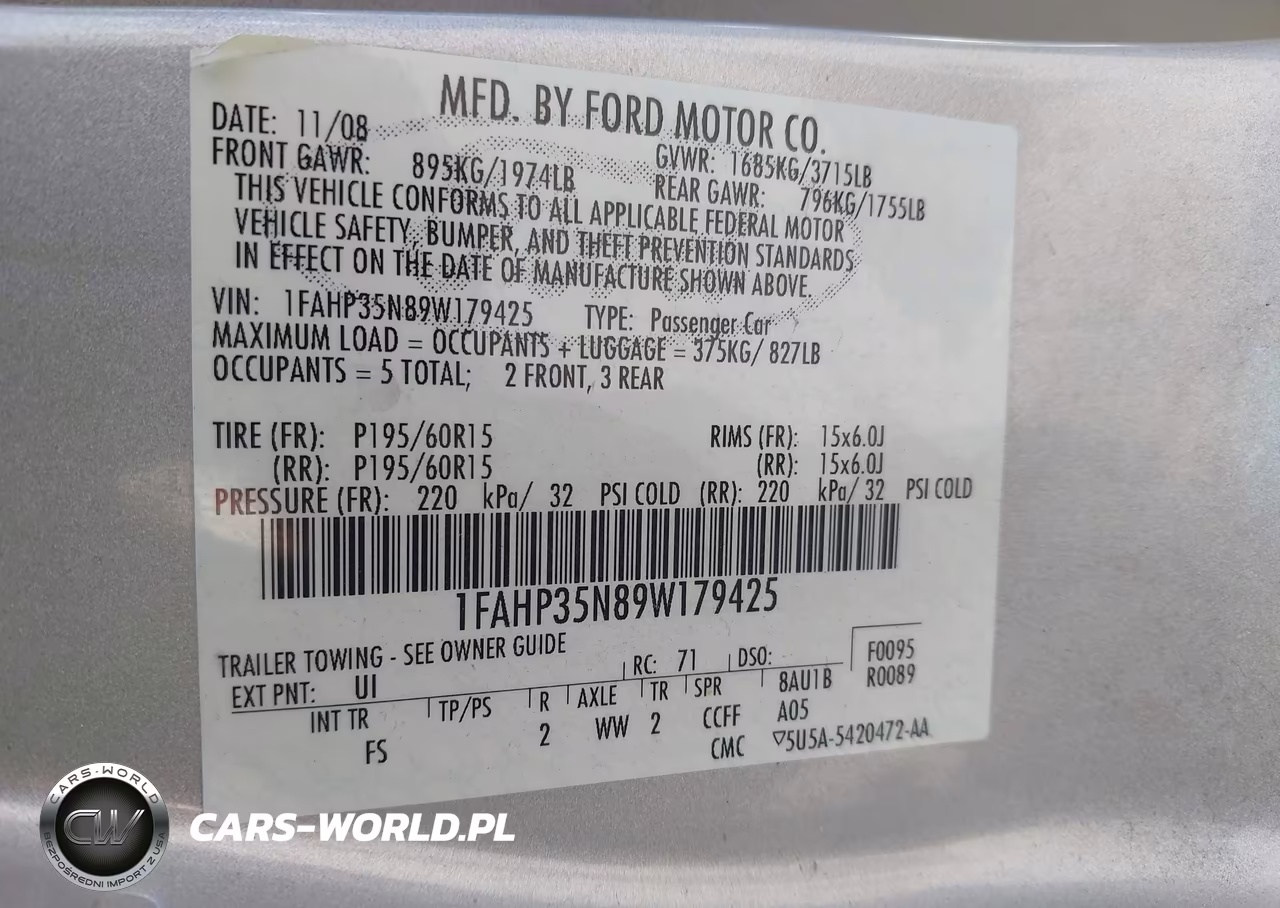 2009 Ford Focus Se VIN:1FAHP35N89W179425 - 9