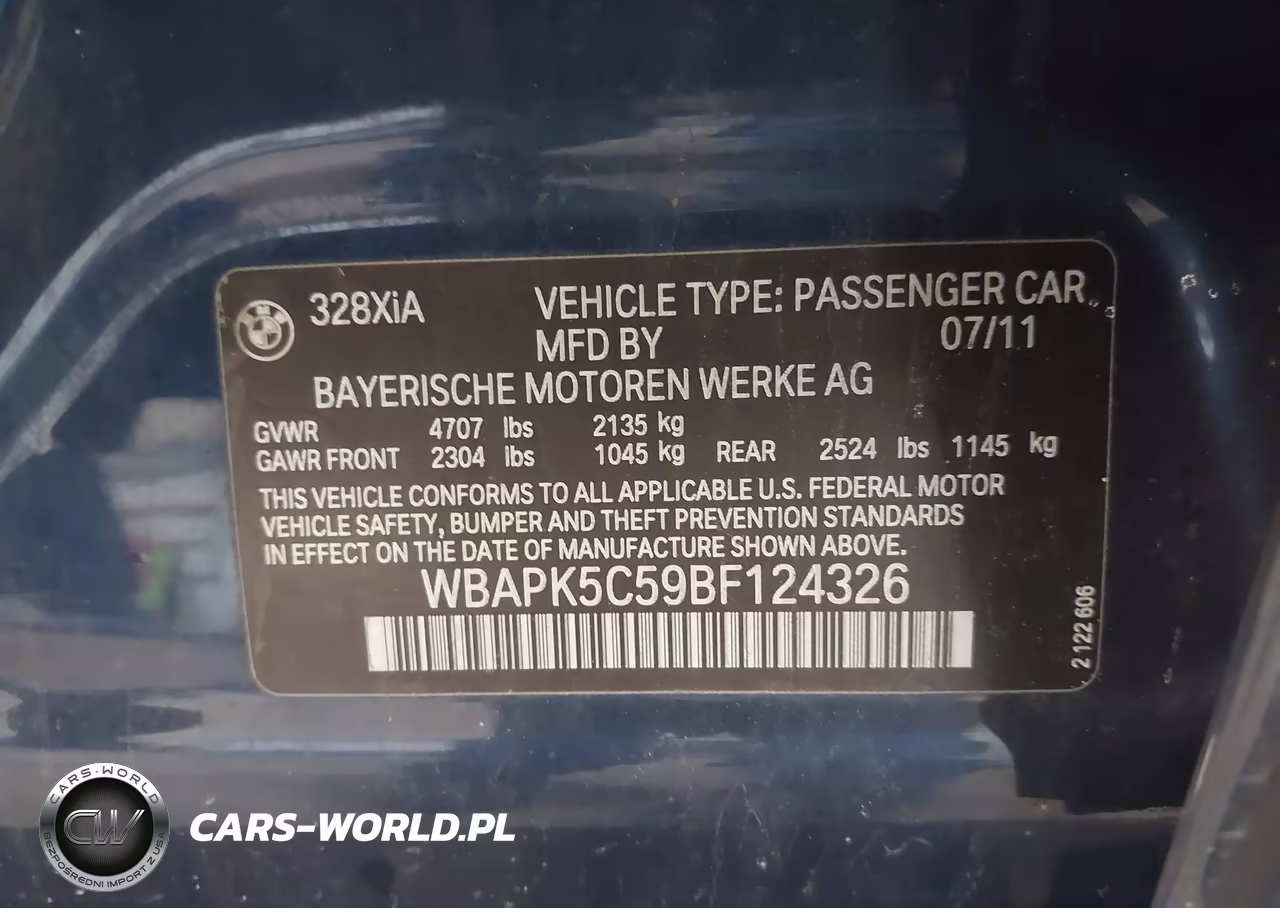 2011 BMW 328I xDrive VIN:WBAPK5C59BF124326 - 9