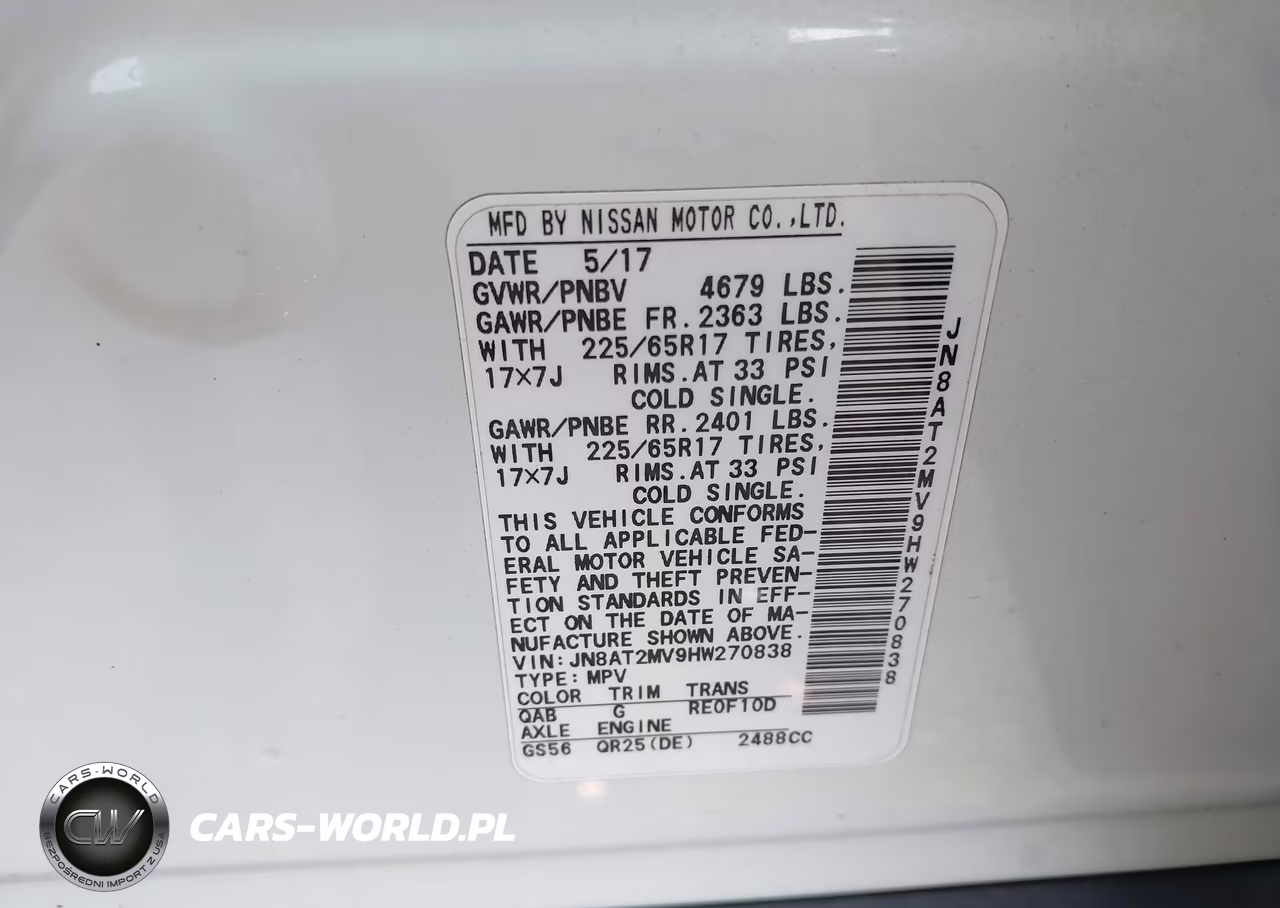 2017 Nissan Rogue Sv VIN:JN8AT2MV9HW270838 - 9