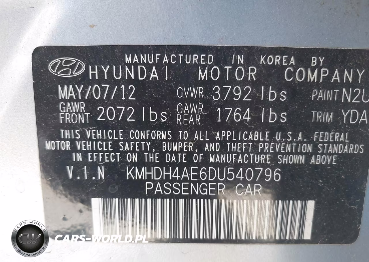 2013 Hyundai Elantra Gls VIN:KMHDH4AE6DU540796 - 9