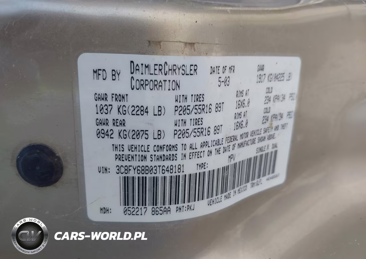 2003 Chrysler Pt Cruiser Limited VIN:3C8FY68B03T648181 - 9