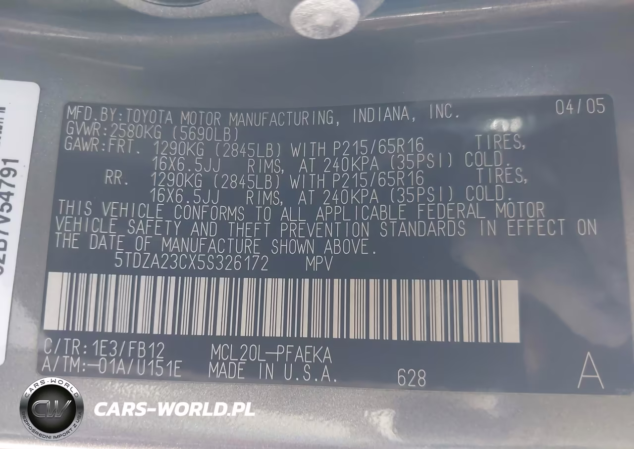 2005 Toyota Sienna Le VIN:5TDZA23CX5S326172 - 9