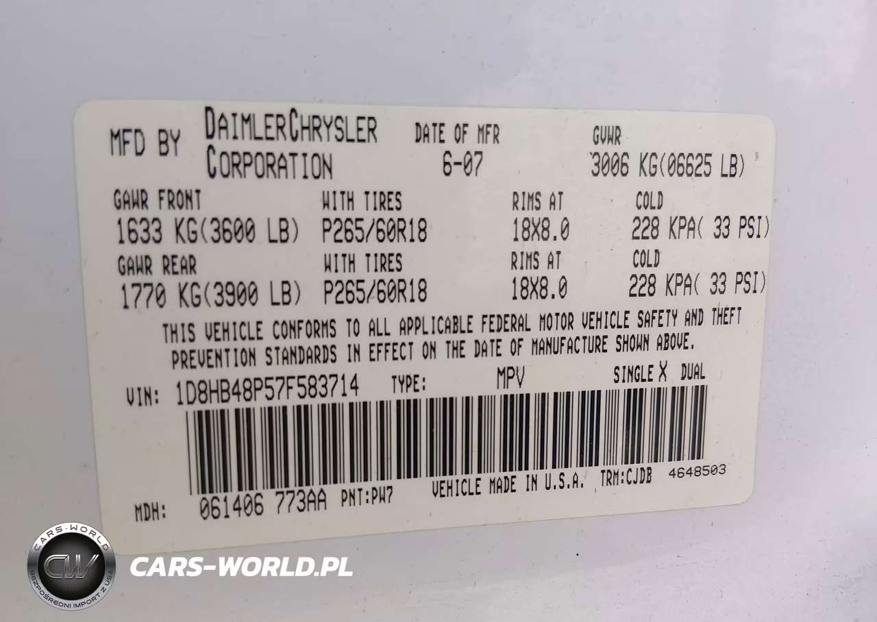 2007 Dodge Durango Slt VIN:1D8HB48P57F583714 - 9