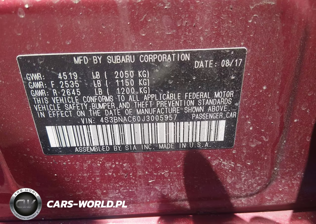 2018 Subaru Legacy 2.5I Premium VIN:4S3BNAC60J3005957 - 9