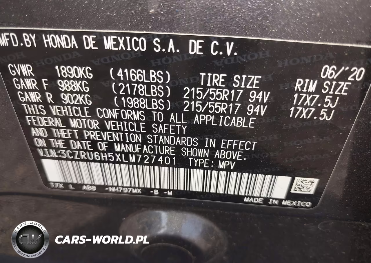 2020 Honda Hr-V Awd Ex VIN:3CZRU6H5XLM727401 - 9
