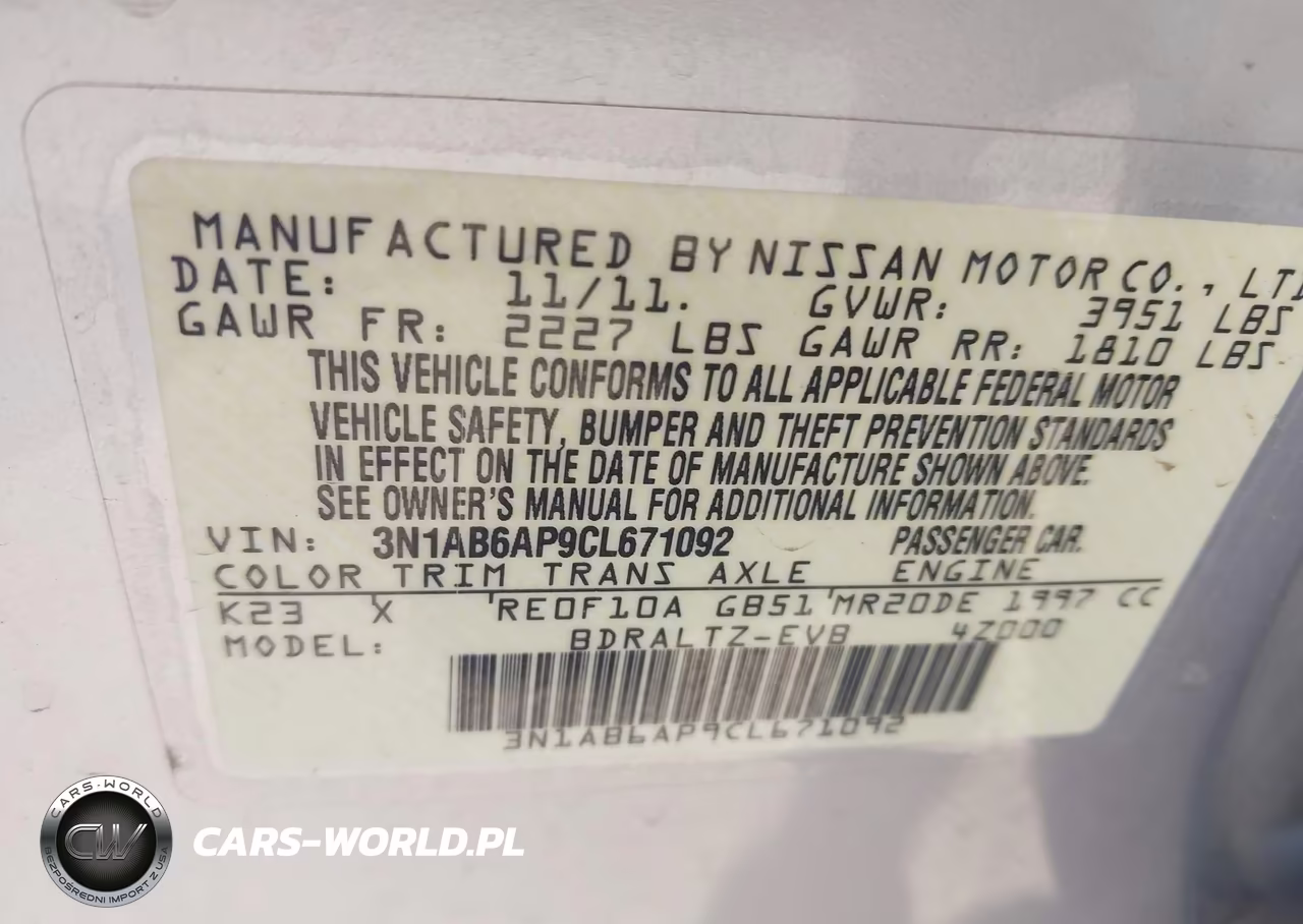 2012 Nissan Sentra 2.0 S VIN:3N1AB6AP9CL671092 - 9
