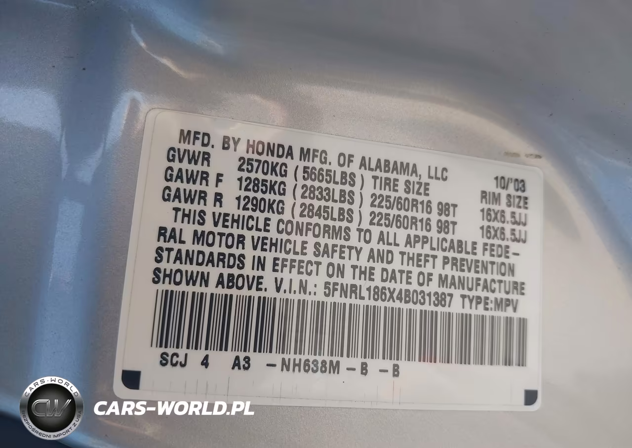 2004 Honda Odyssey Ex VIN:5FNRL186X4B031387 - 9
