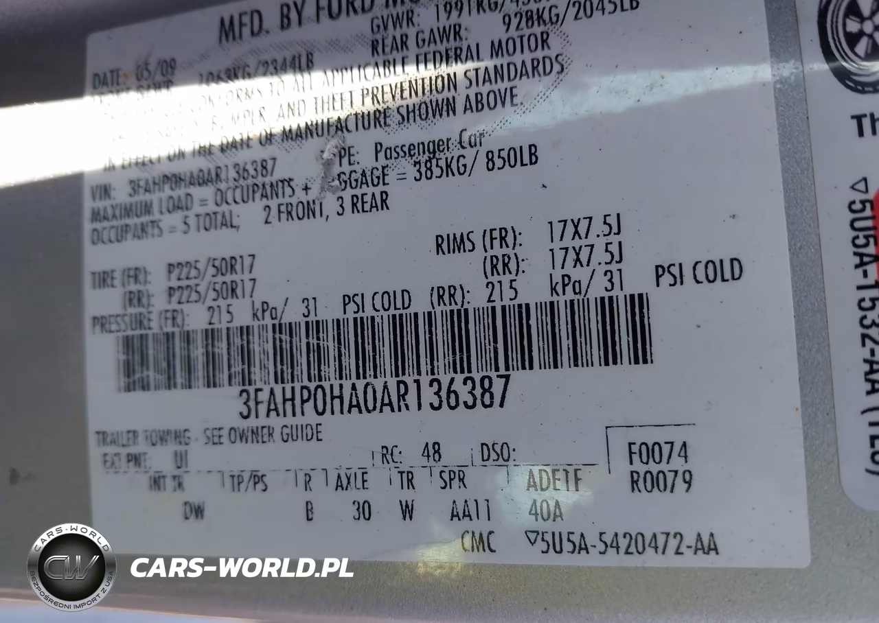 2010 Ford Fusion Se VIN:3FAHP0HA0AR136387 - 9