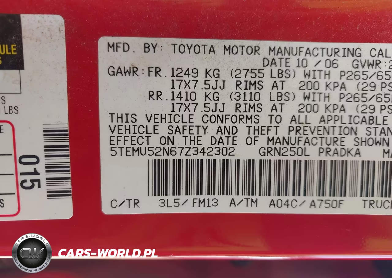 2007 Toyota Tacoma Base V6 VIN:5TEMU52N67Z342302 - 9