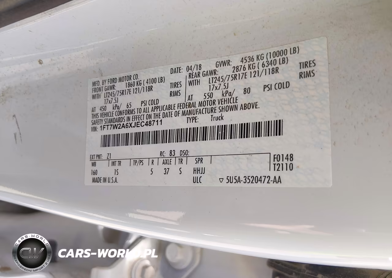 2018 Ford F-250 Xl VIN:1FT7W2A6XJEC48711 - 9
