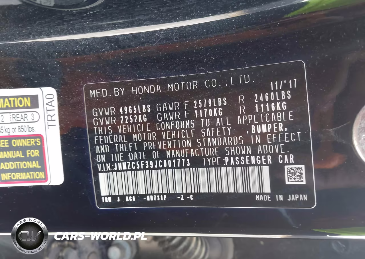 2018 Honda Clarity Plug-In Hybrid Touring VIN:JHMZC5F39JC001773 - 9