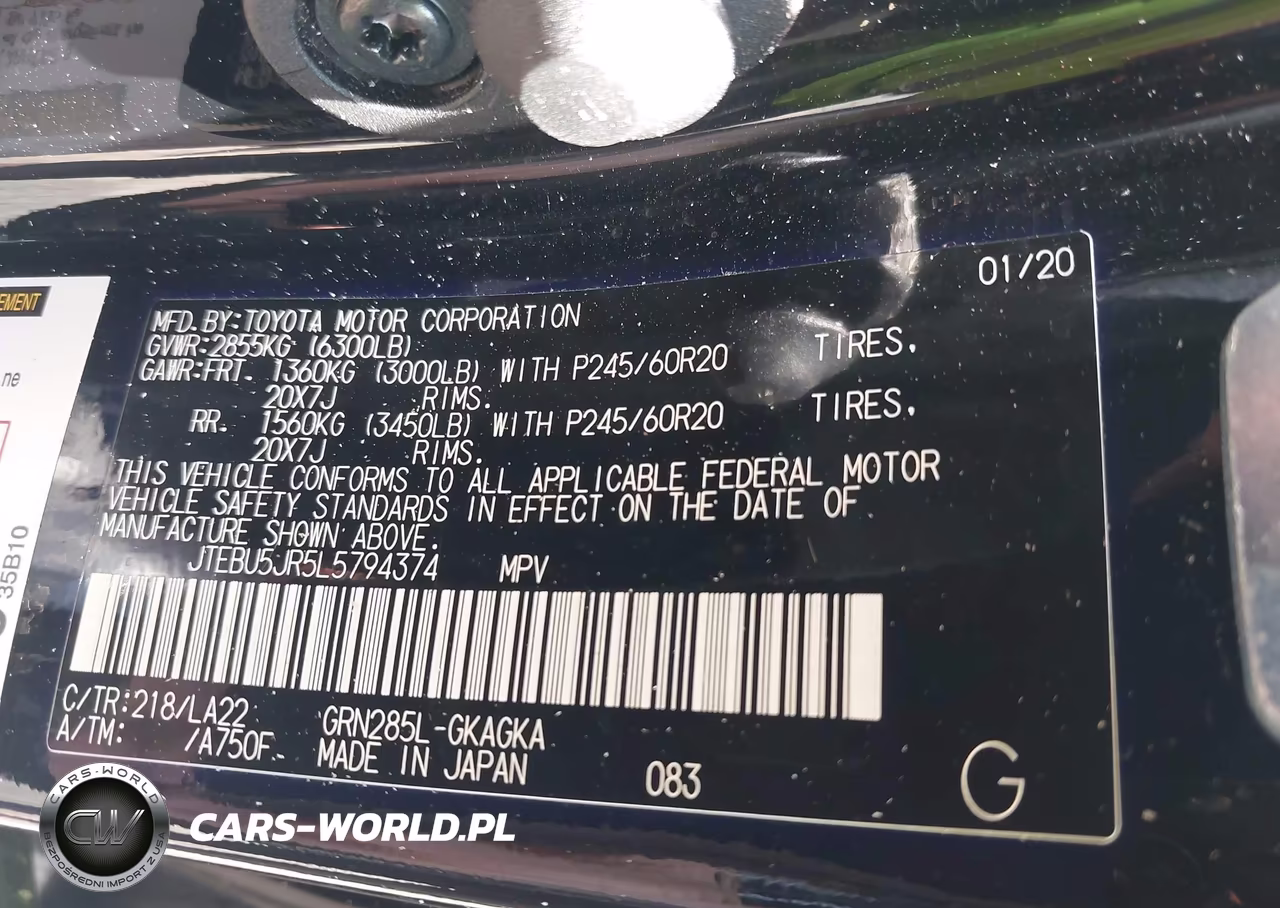 2020 Toyota 4Runner Limited VIN:JTEBU5JR5L5794374 - 9