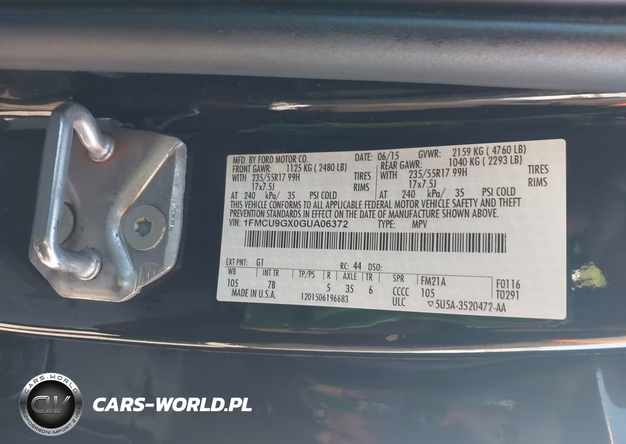 2016 Ford Escape Se VIN:1FMCU9GX0GUA06372 - 9