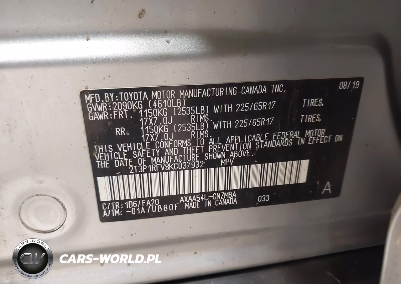 2019 Toyota Rav4 Xle VIN:2T3P1RFV8KC037932 - 9