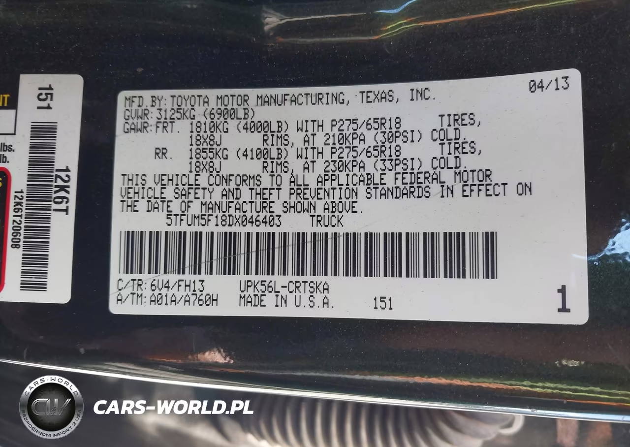 2013 Toyota Tundra Grade 4.6L V8 VIN:5TFUM5F18DX046403 - 9