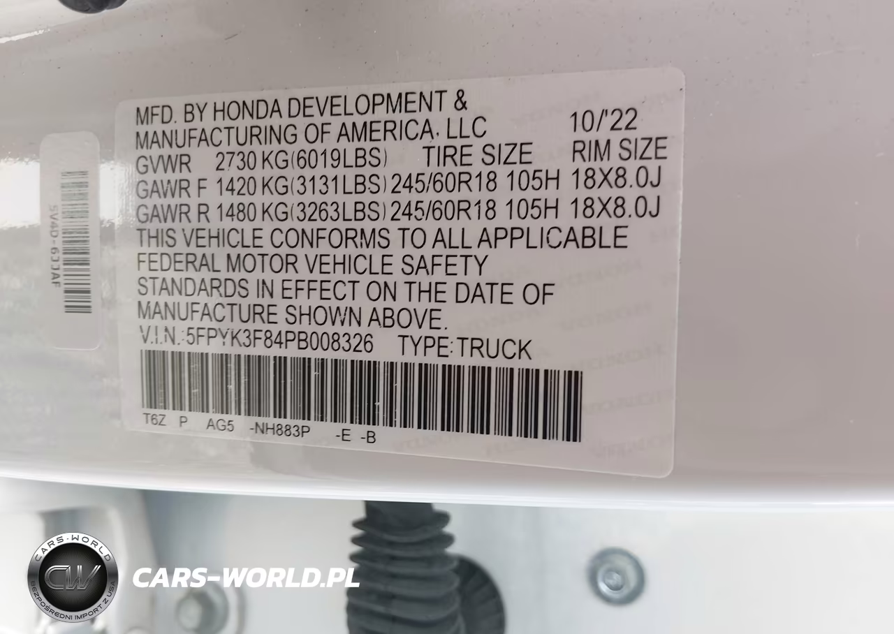 2023 Honda Ridgeline Black Edition VIN:5FPYK3F84PB008326 - 9