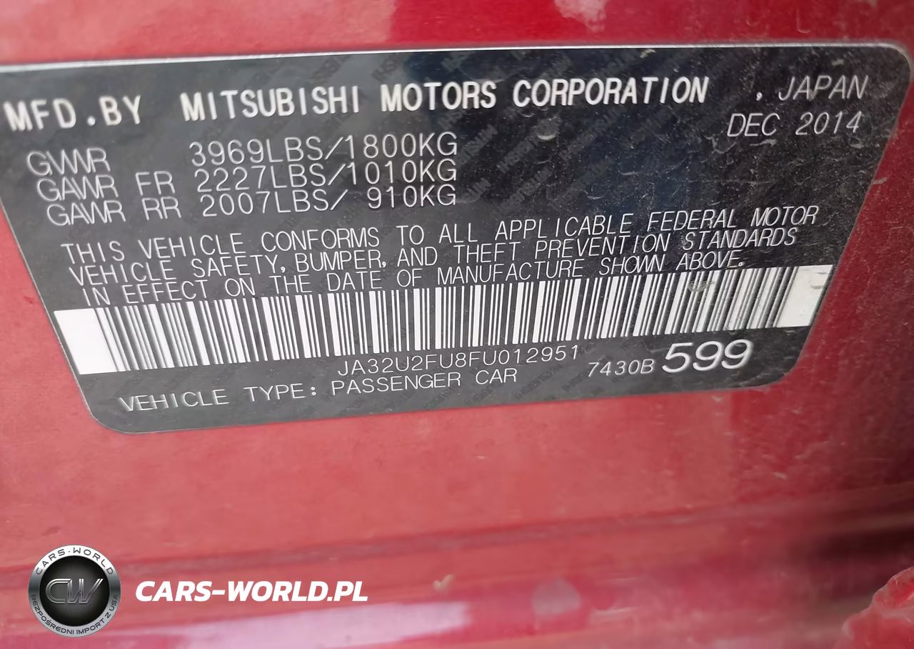 2015 Mitsubishi Lancer Es VIN:JA32U2FU8FU012951 - 9