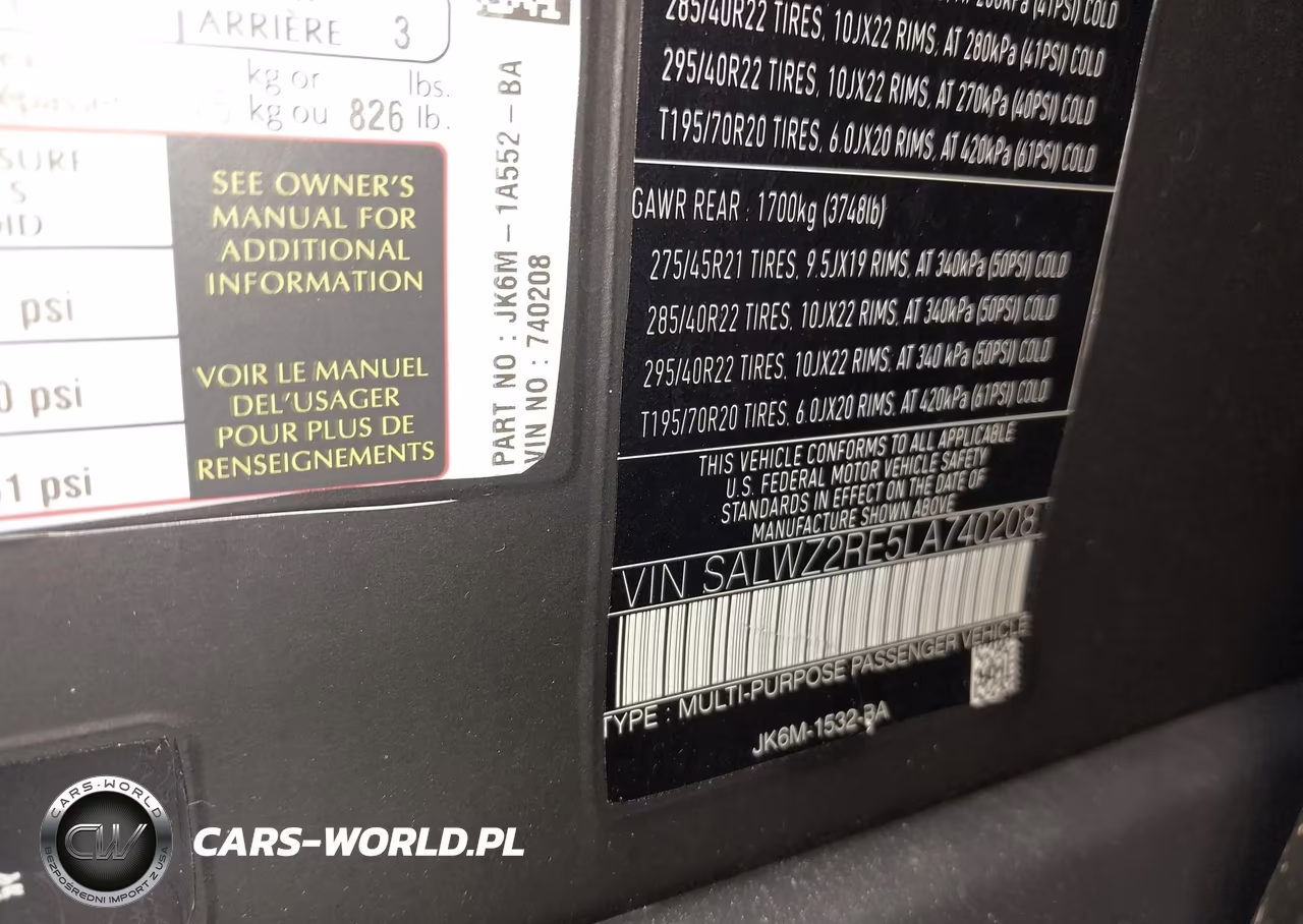 2020 Land Rover Range Rover Sport Svr VIN:SALWZ2RE5LA740208 - 9