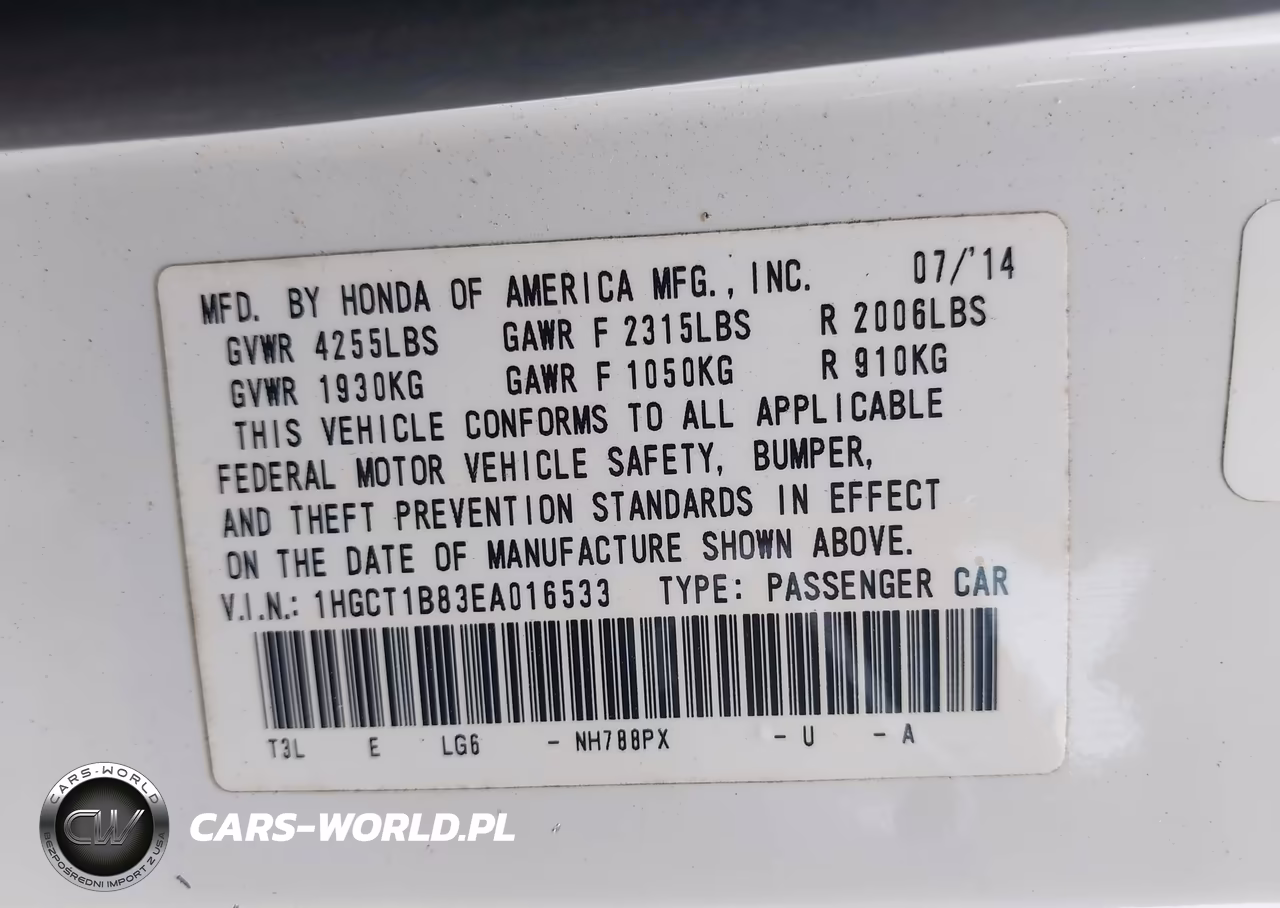 2014 Honda Accord Ex-L VIN:1HGCT1B83EA016533 - 9