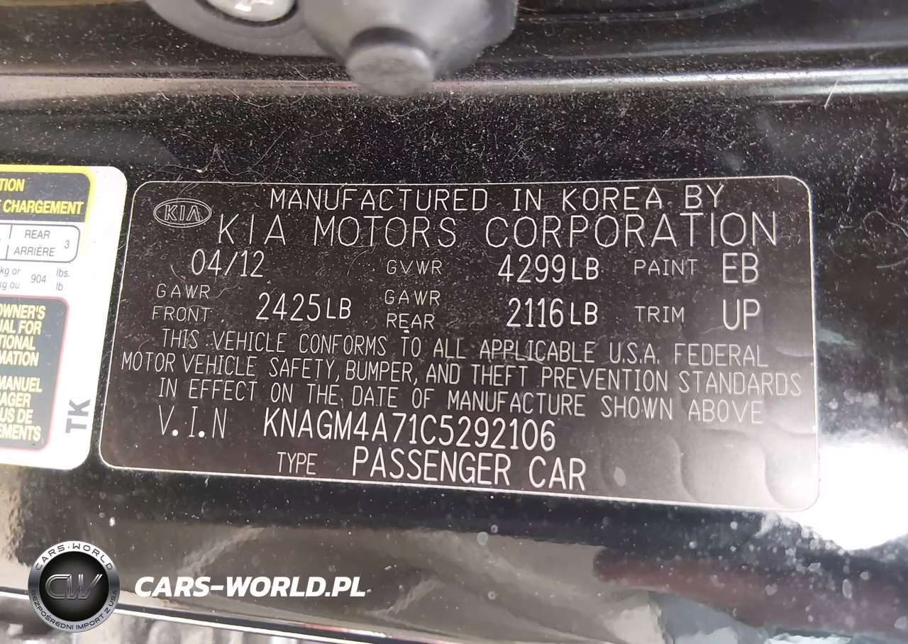 2012 Kia Optima Lx VIN:KNAGM4A71C5292106 - 9