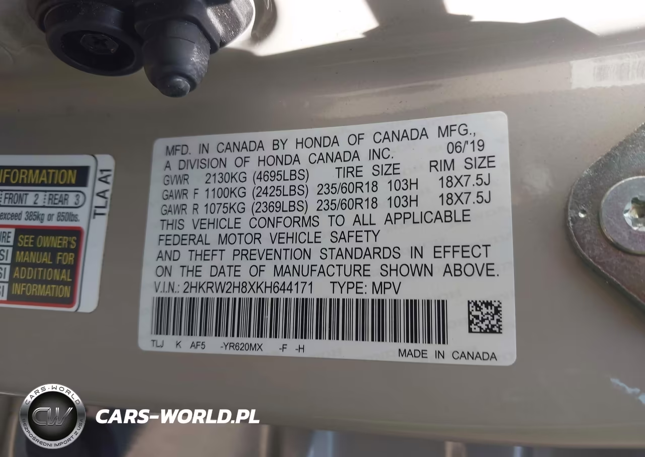 2019 Honda Cr-V Ex-L VIN:2HKRW2H8XKH644171 - 9