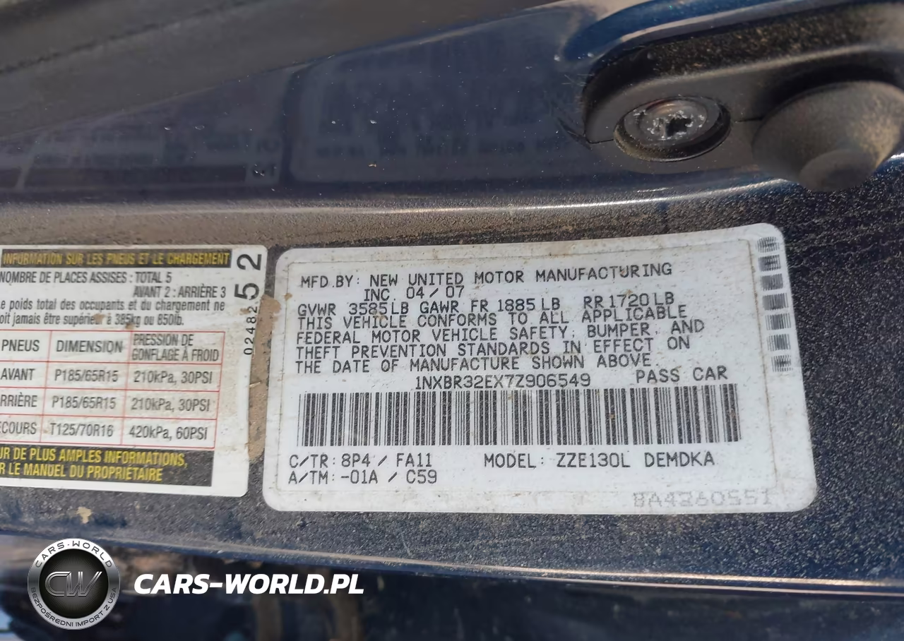 2007 Toyota Corolla Ce VIN:1NXBR32EX7Z906549 - 9
