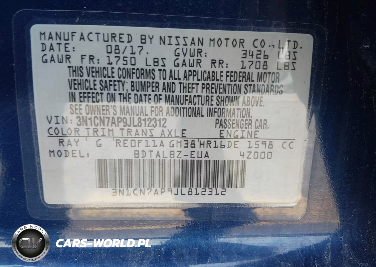 2018 Nissan Versa 1.6 Sv VIN:3N1CN7AP9JL812312 - 9