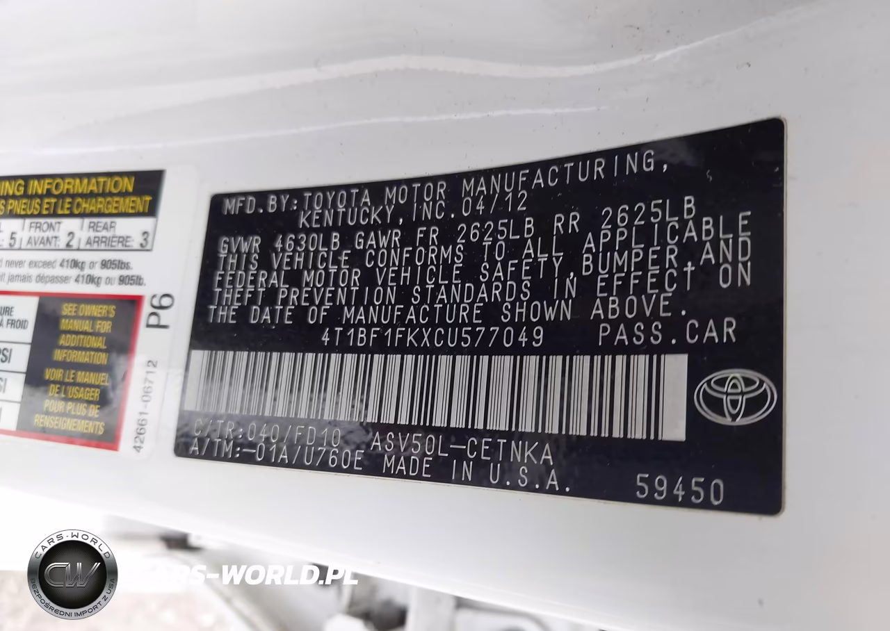 2012 Toyota Camry Le VIN:4T1BF1FKXCU577049 - 9