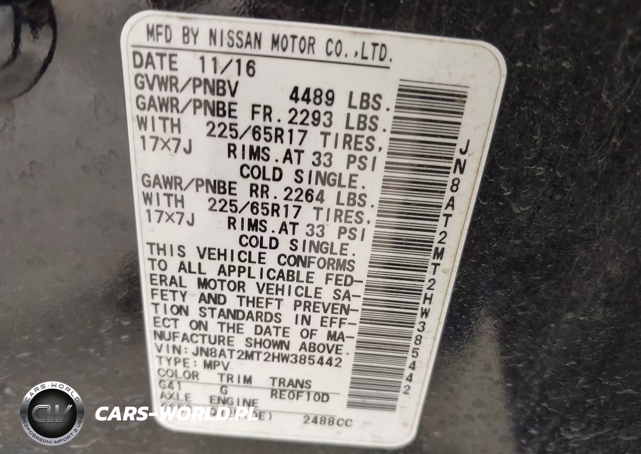 2017 Nissan Rogue Sv VIN:JN8AT2MT2HW385442 - 9