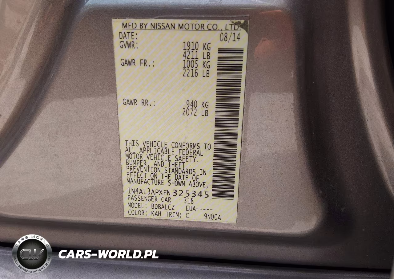 2015 Nissan Altima 2.5 S VIN:1N4AL3APXFN325345 - 9