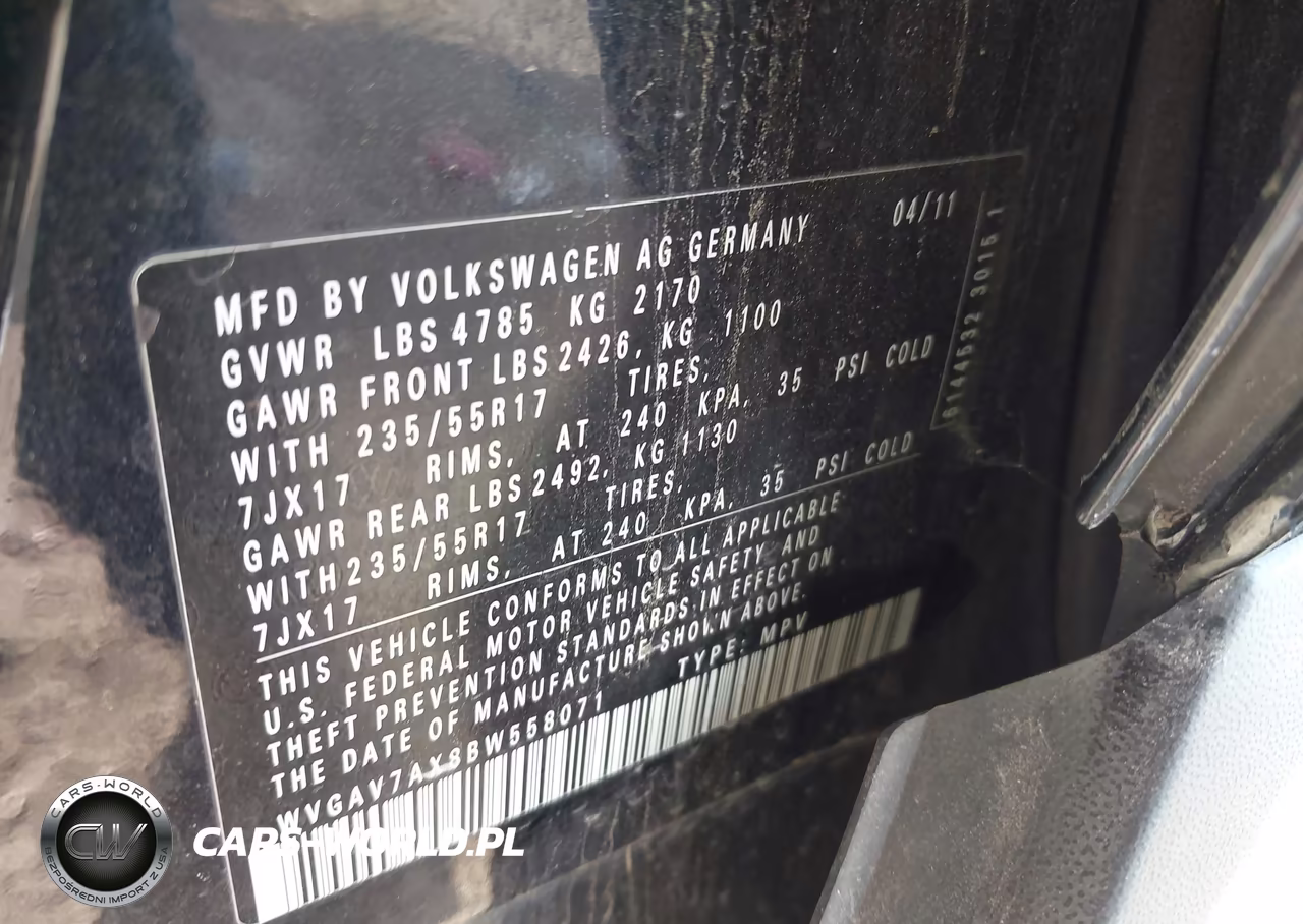 2011 Volkswagen Tiguan Se VIN:WVGAV7AX8BW558071 - 9