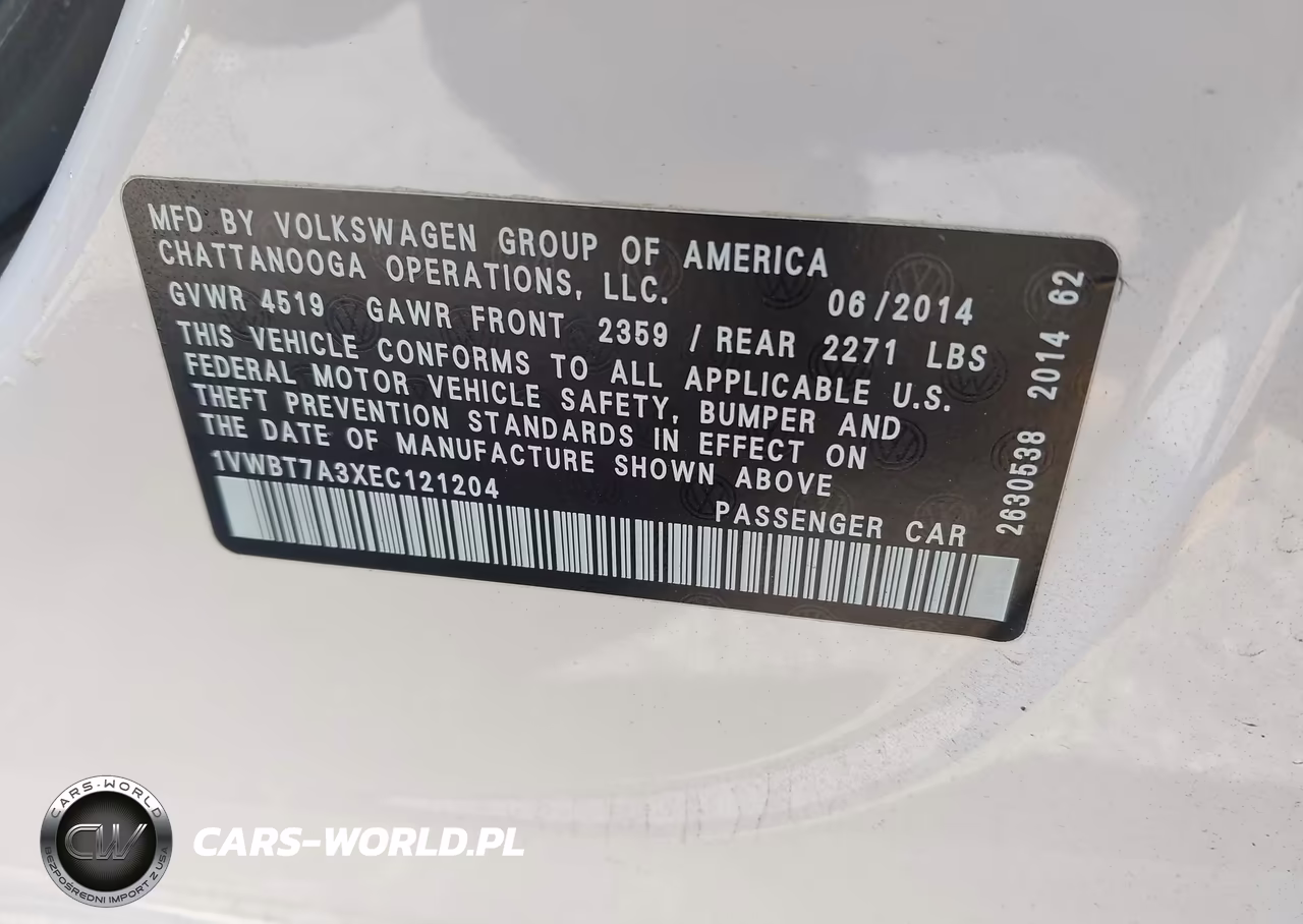 2014 Volkswagen Passat 1.8T Se VIN:1VWBT7A3XEC121204 - 9