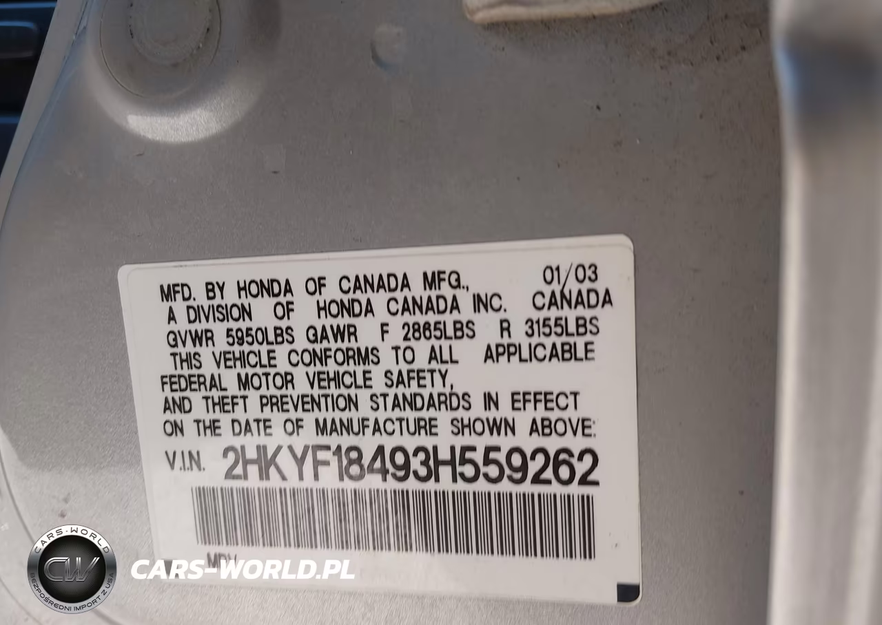 2003 Honda Pilot Ex VIN:2HKYF18493H559262 - 9
