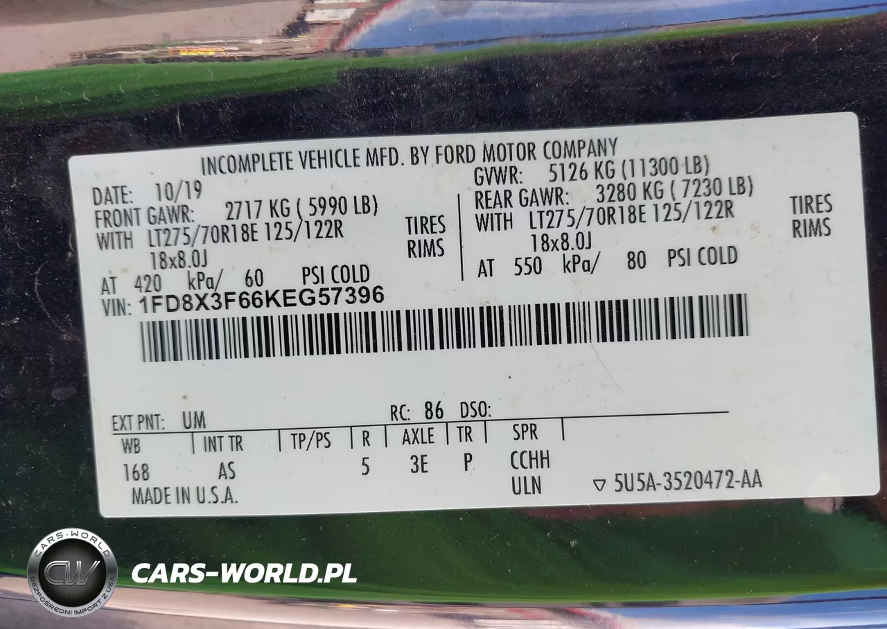 2019 Ford F-350 Chassis Lariat-Xl-Xlt VIN:1FD8X3F66KEG57396 - 8