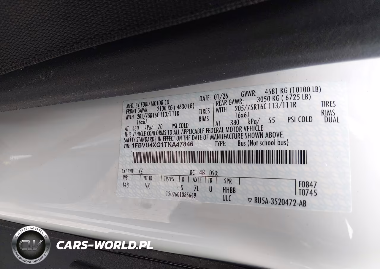 2026 Ford Transit-350 Passenger Van Xl VIN:1FBVU4XG1TKA47846 - 8
