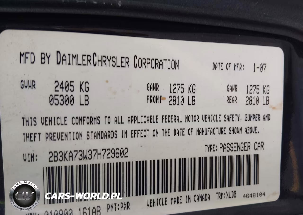 2007 Dodge Charger Srt8 VIN:2B3KA73W37H729602 - 9