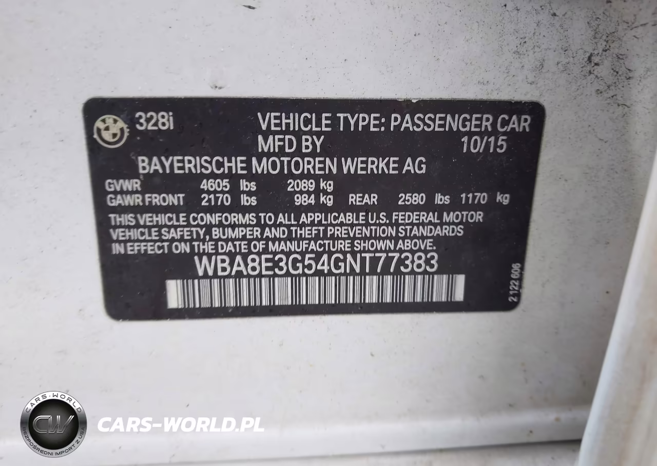 2016 BMW 328I xDrive VIN:WBA8E3G54GNT77383 - 9