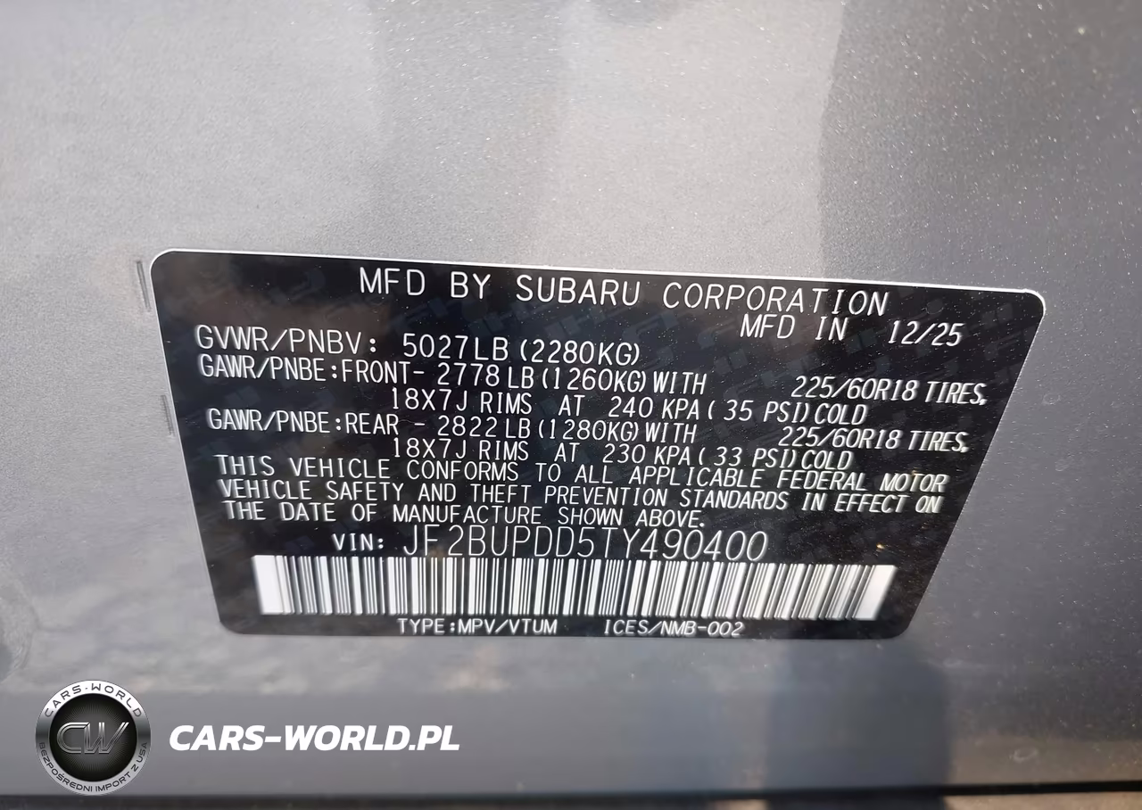 2026 Subaru Outback Limited VIN:JF2BUPDD5TY490400 - 9