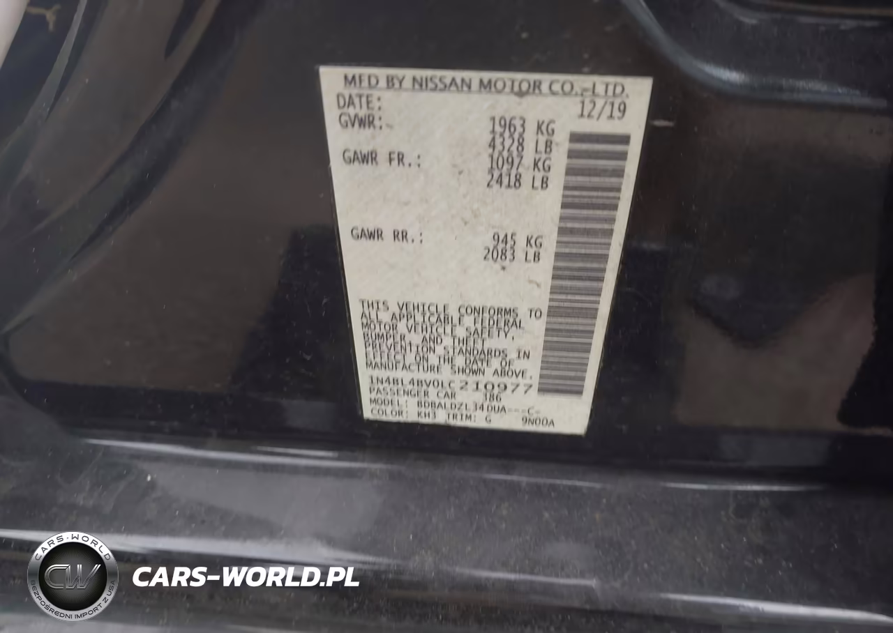 2020 Nissan Altima S Fwd VIN:1N4BL4BV0LC210977 - 9