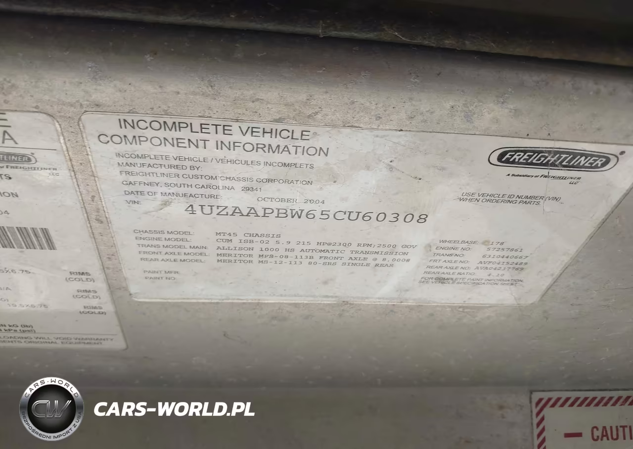 2005 Freightliner Chassis M Line Walk-In Van VIN:4UZAAPBW65CU60308 - 8
