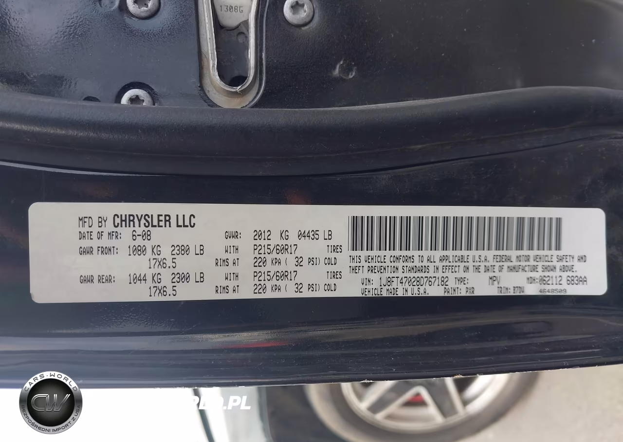2008 Jeep Compass Sport VIN:1J8FT47028D767182 - 9