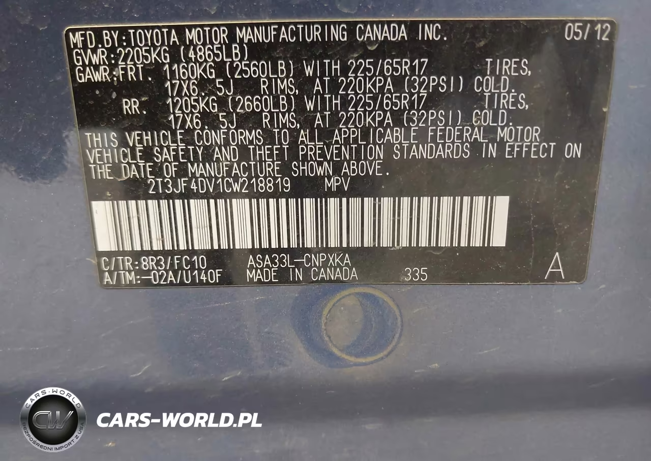 2012 Toyota Rav4 VIN:2T3JF4DV1CW218819 - 9
