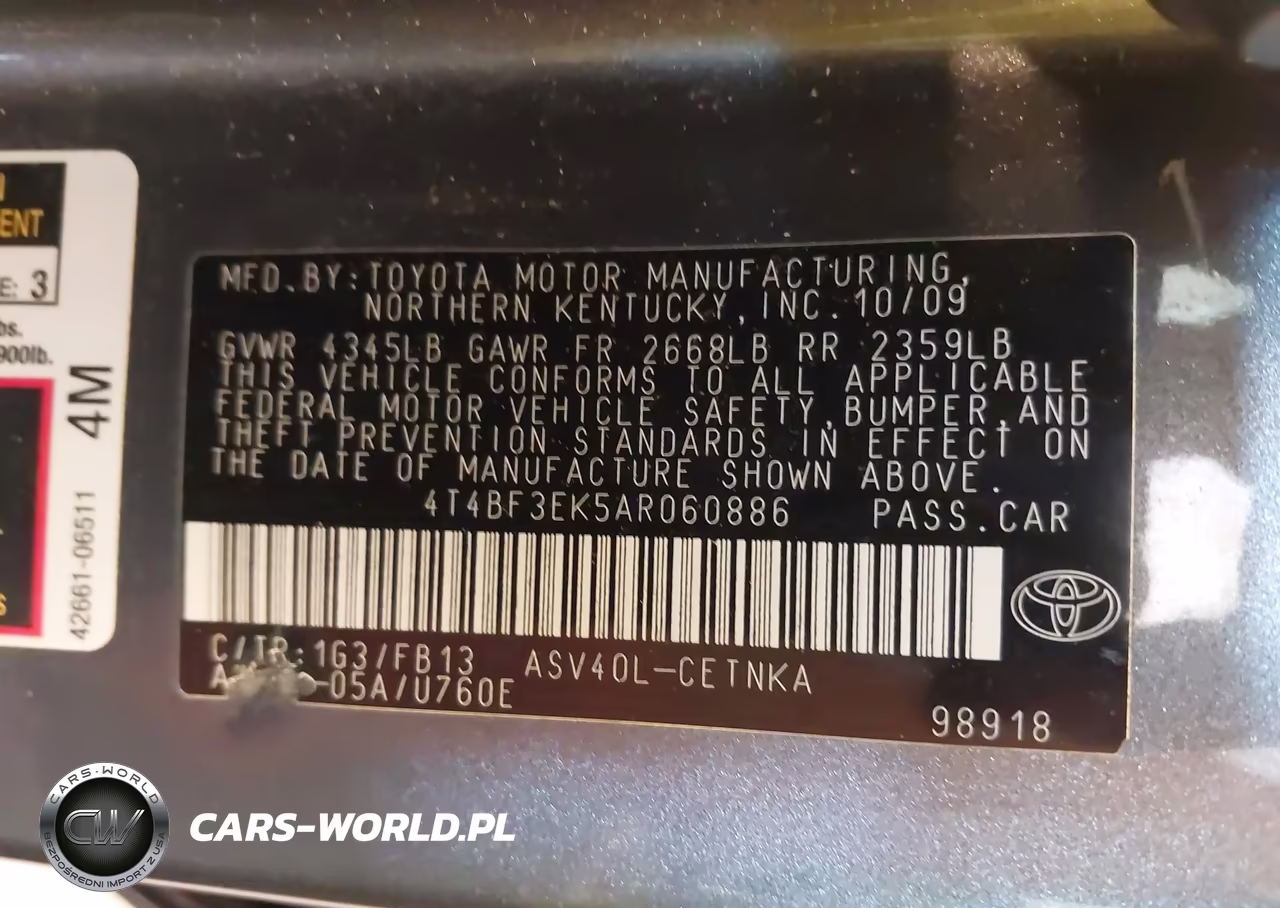 2010 Toyota Camry Le VIN:4T4BF3EK5AR060886 - 9