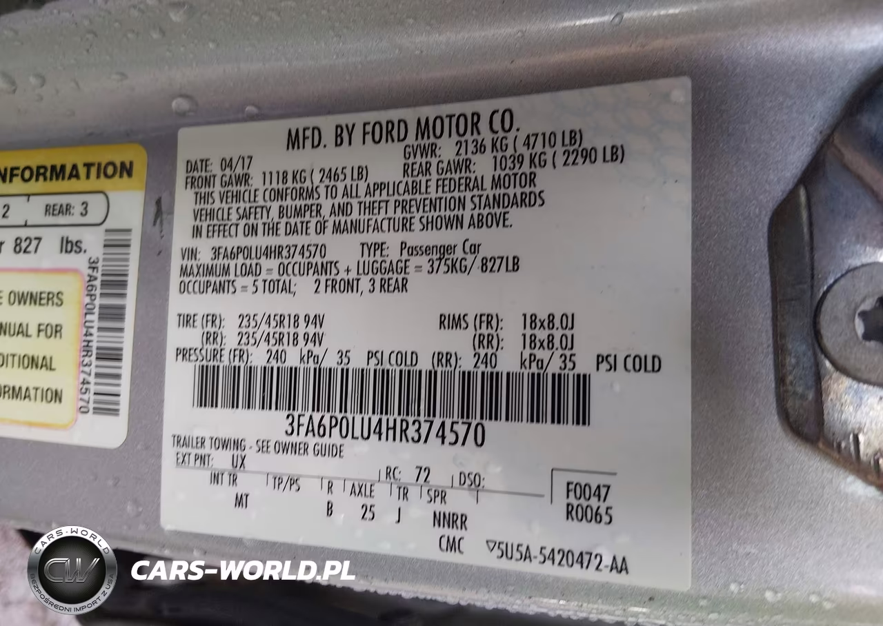 2017 Ford Fusion Hybrid Se VIN:3FA6P0LU4HR374570 - 9