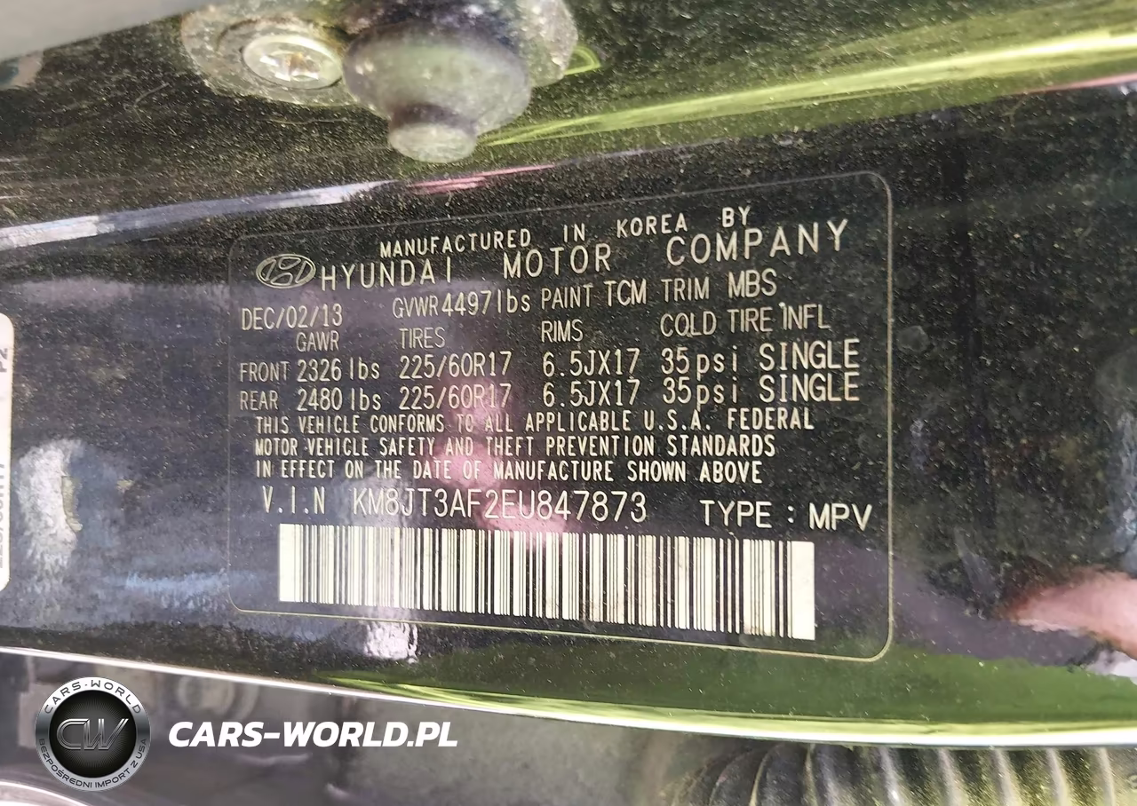 2014 Hyundai Tucson Gls VIN:KM8JT3AF2EU847873 - 9
