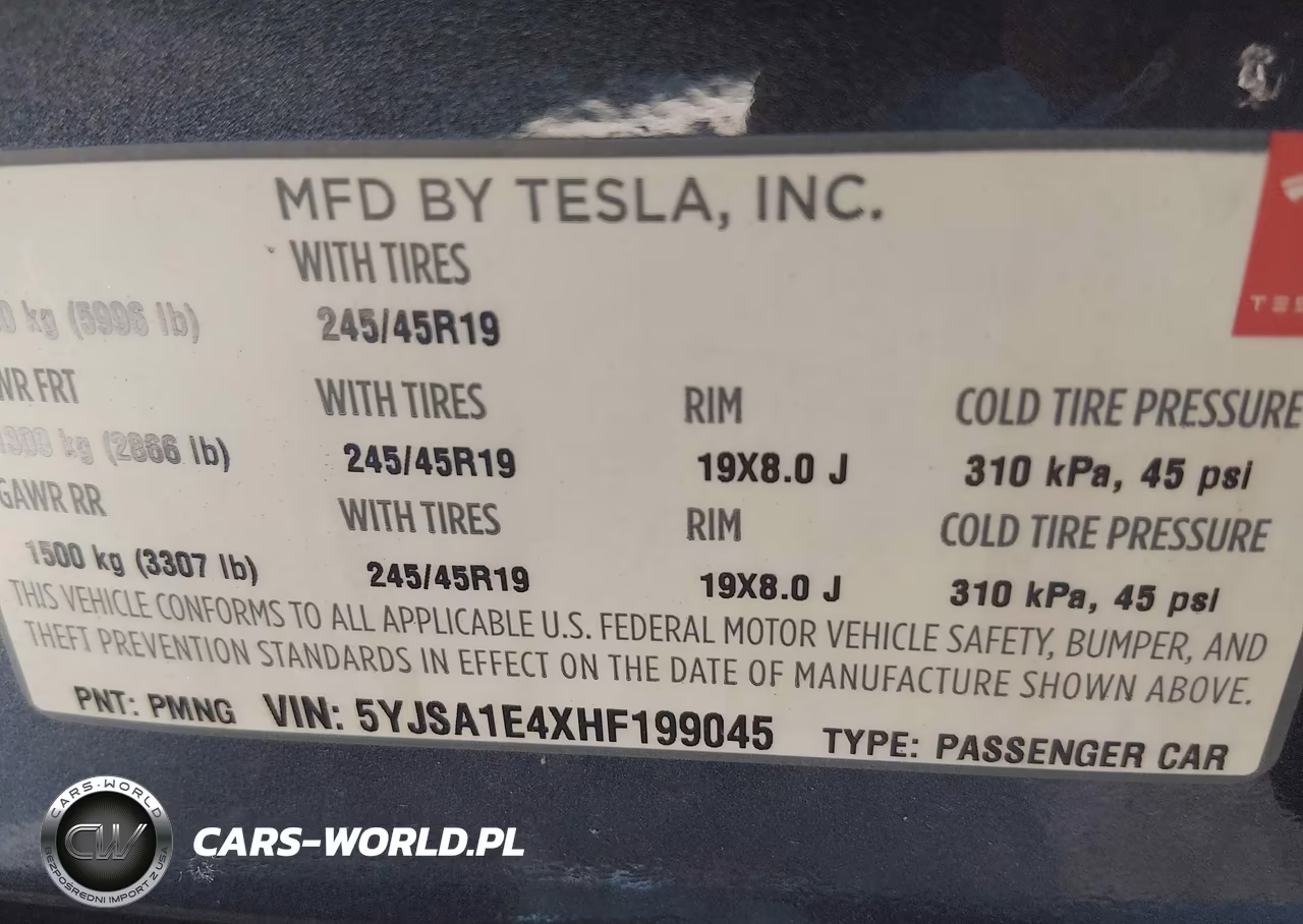 2017 Tesla Model S 100D-60D-75D-90D-P100D VIN:5YJSA1E4XHF199045 - 9