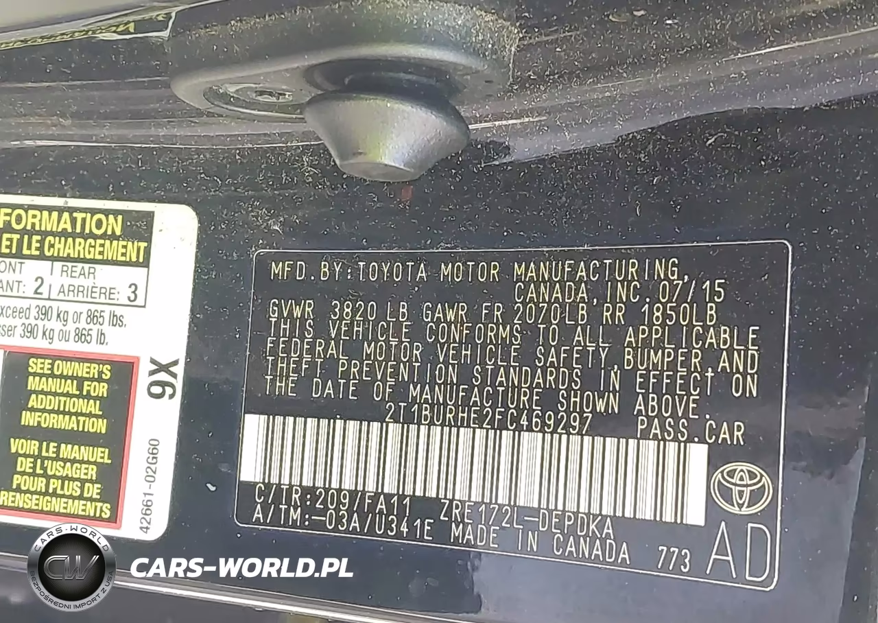 2015 Toyota Corolla L VIN:2T1BURHE2FC469297 - 9