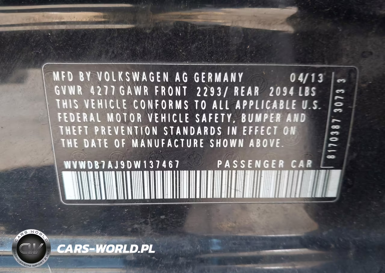 2013 Volkswagen Golf 2.5L 4-Door VIN:WVWDB7AJ9DW137467 - 9